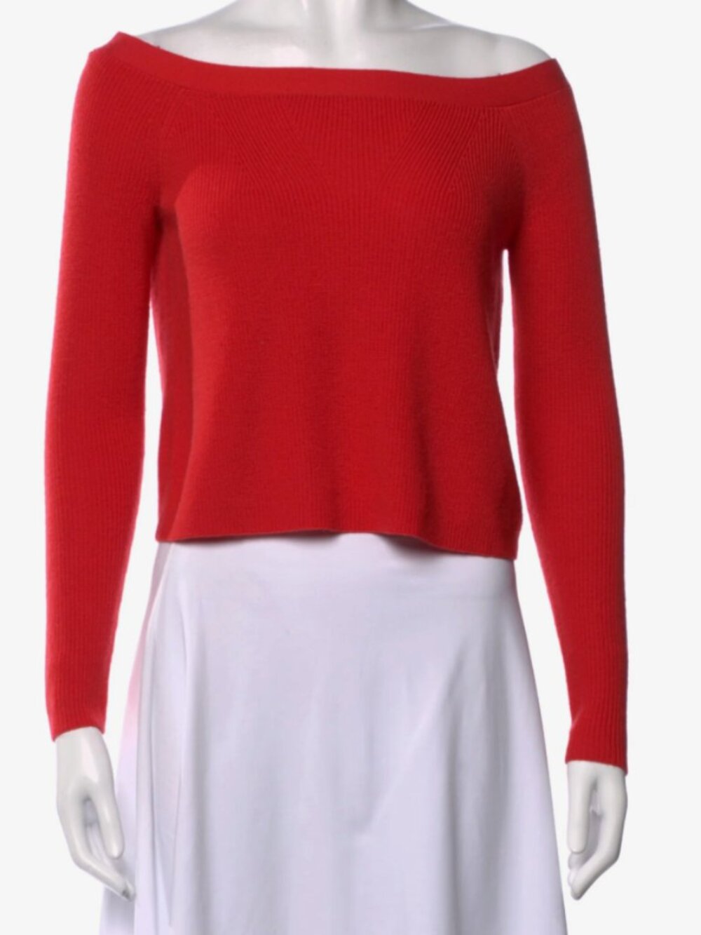 FRAME Red Off-The-Shoulder Sweater